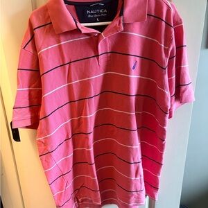 Nautica Men's Coral Striped Polo Shirt